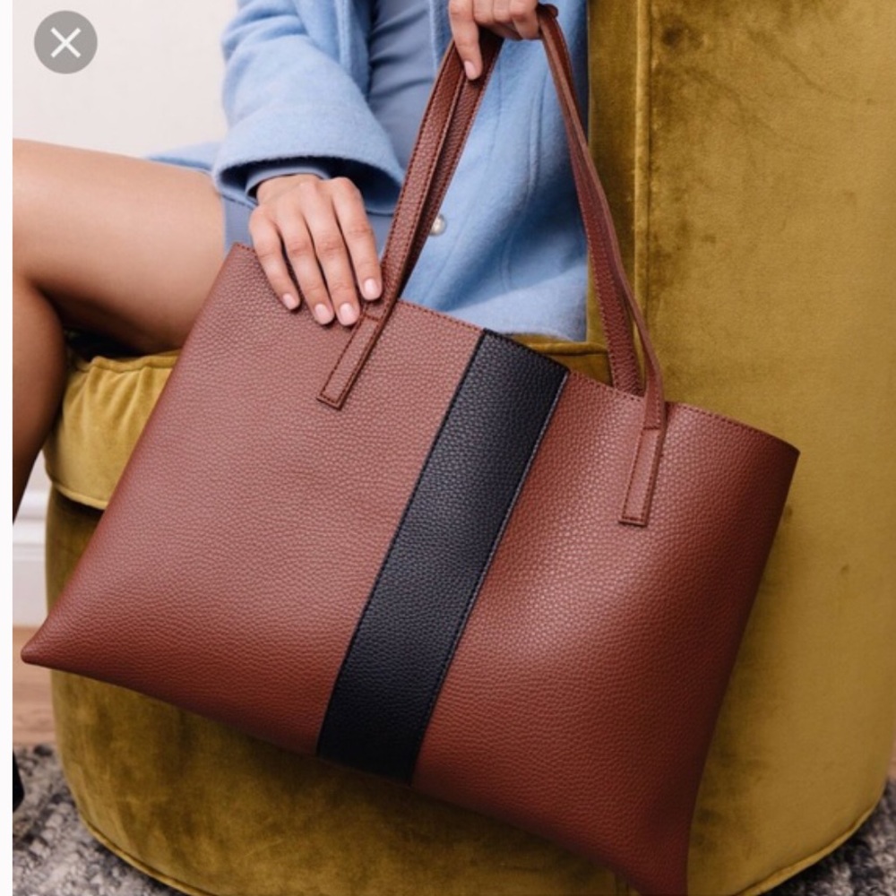 Vince Camuto luck tote red dessert brown/black